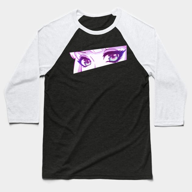 Anime Eyes (purple) Baseball T-Shirt by Leo